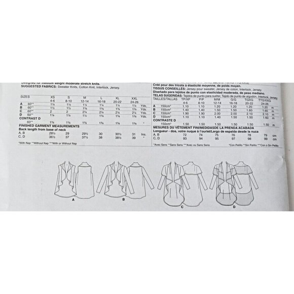McCall's M7055 Sewing Pattern Misses' Draped Vest and Cardigans Sizes X-Small  S - Picture 3 of 4